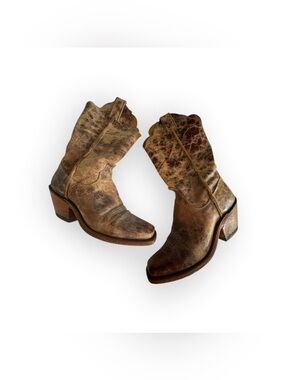 Justin Bent Rail Distressed Brown Leather Western Boots